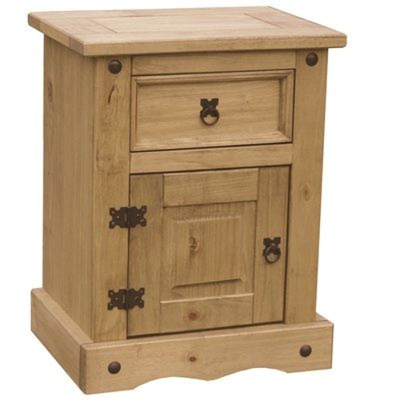 DC Corona 1 Door 1 Drawer Bedside Cabinet Waxed Pine